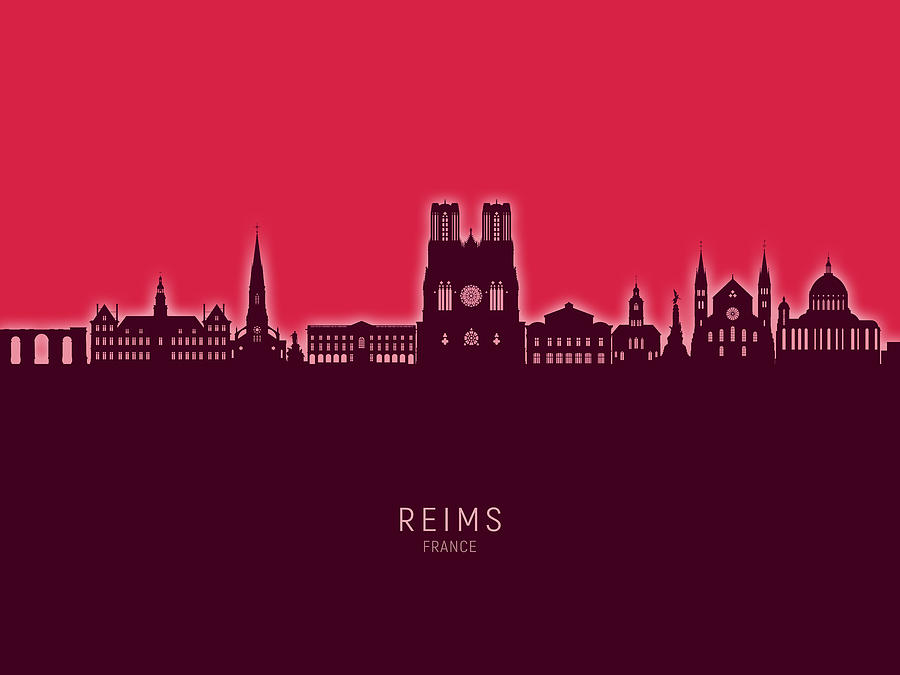 Reims France Skyline #79 Digital Art by Michael Tompsett