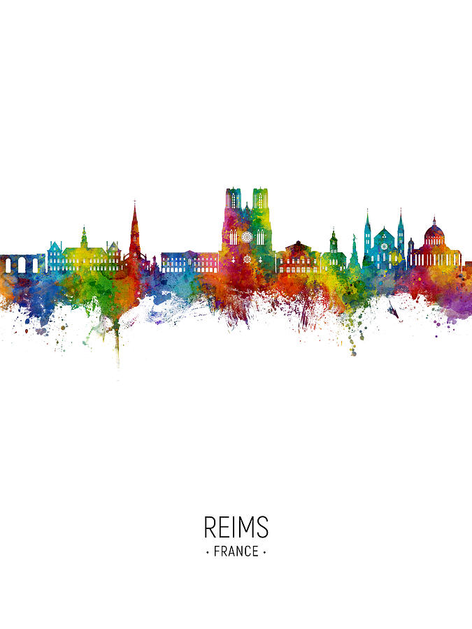 Reims France Skyline #82 Digital Art by Michael Tompsett