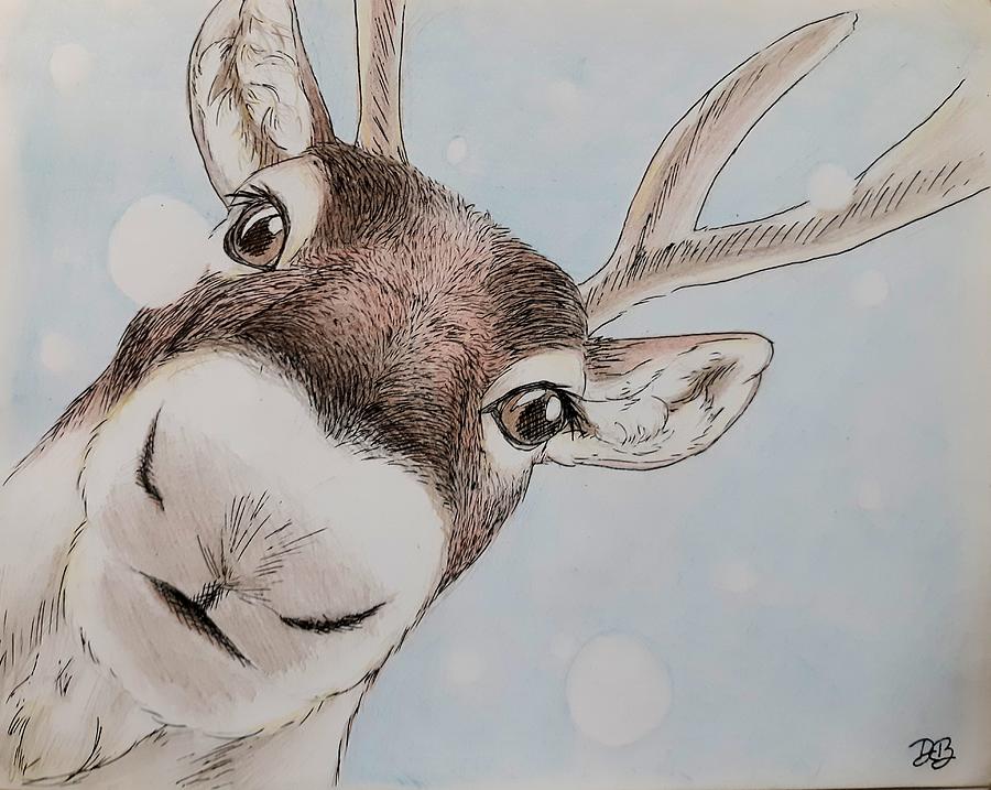 Free Vectors | Hand drawn reindeer Christmas logo line drawing