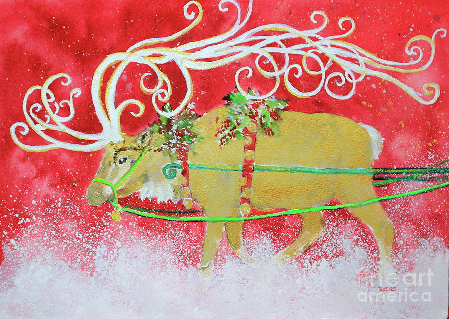 Christmas Painting - Reindeer Magic by Marsha Reeves