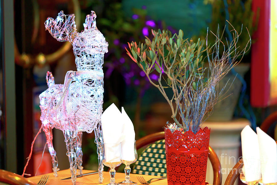 Reindeer on the Bistro Table in Paris France Photograph by John Rizzuto