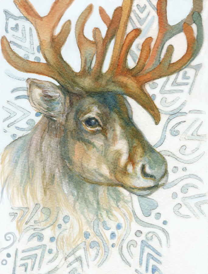 Reindeer Painting by Peggy Wilson