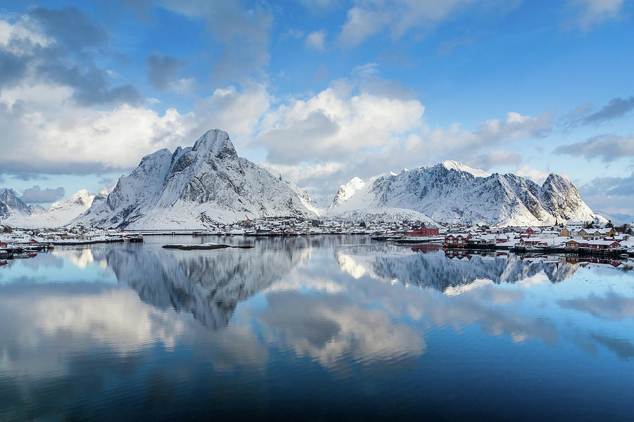 Reine village in Lofoten reflexing in the arctic ocean Photograph by ...