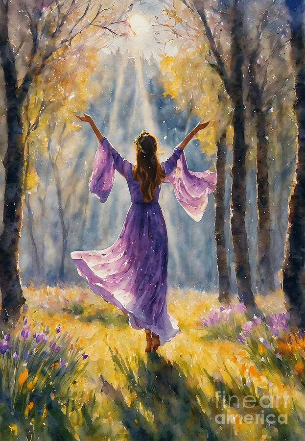 Witches Painting - Rejoice Spring is here by Lyra OBrien