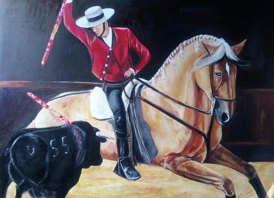 Rejoneo Painting by Carlos Jose Barbieri