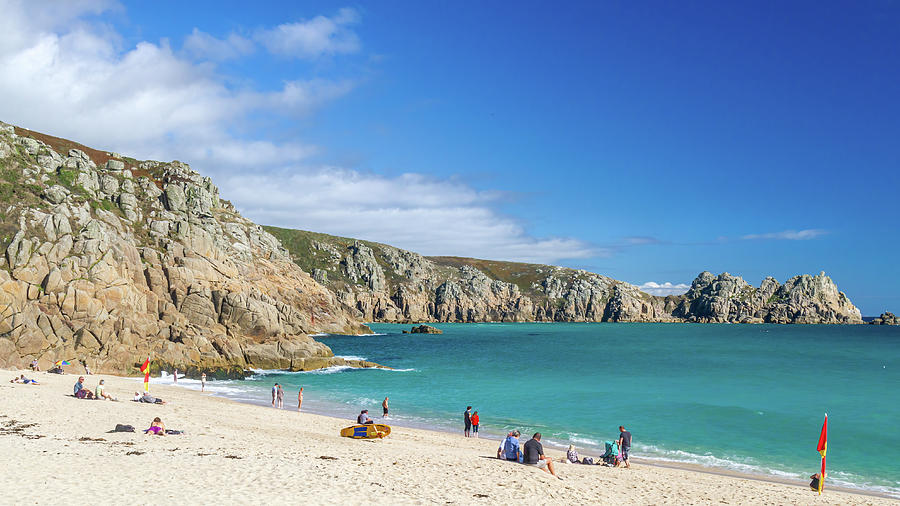 Relaxing at Porthcurno Beach  Photograph by Shirley Mitchell