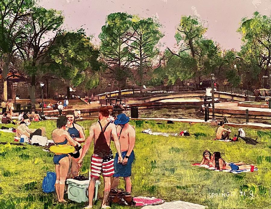 Relaxing at Sewell Park Painting by Gary Springer