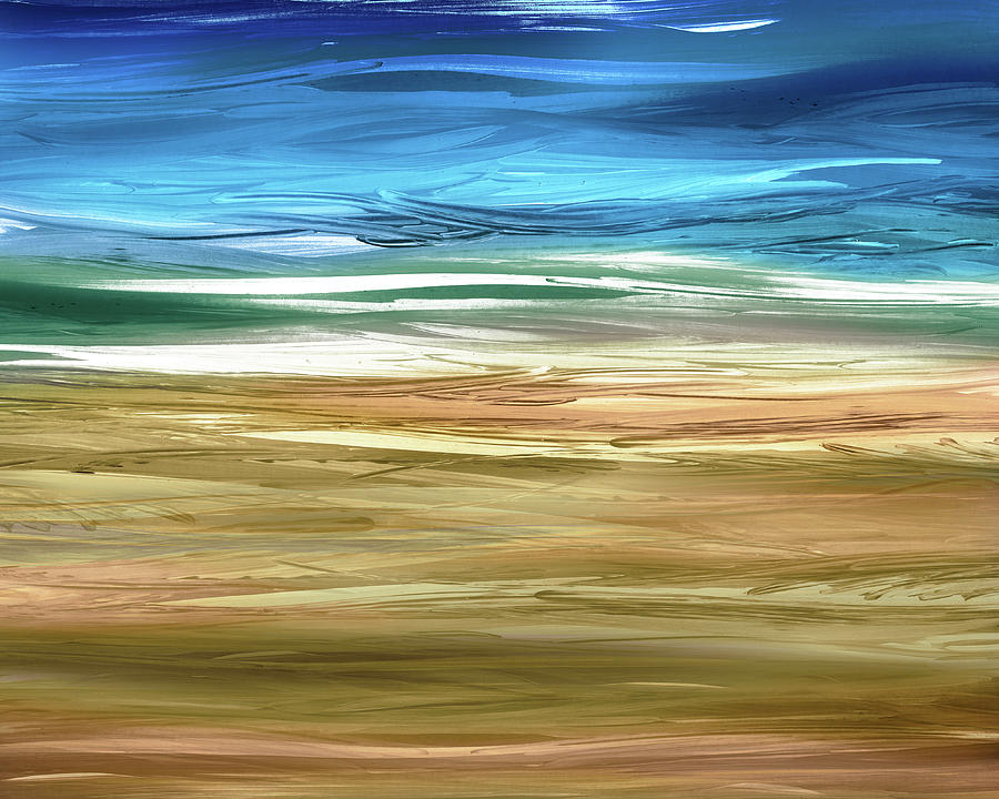 Relaxing Beach Vacation Abstract Sea Shore Landscape  Painting by Irina Sztukowski