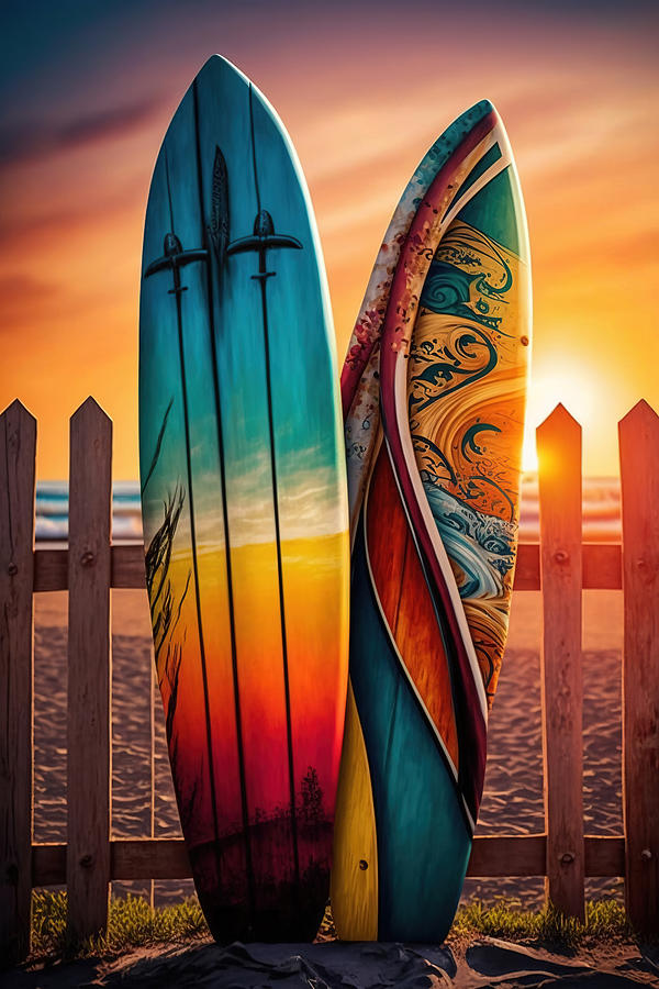 Relaxing Surfboards Digital Art by Athena Mckinzie
