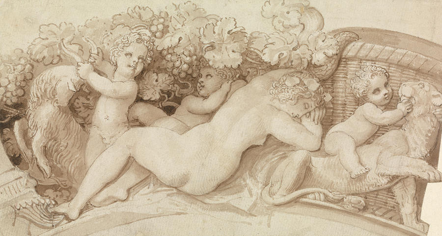 Relief Design for a Silver Salt Cellar Drawing by Thomas Stothard