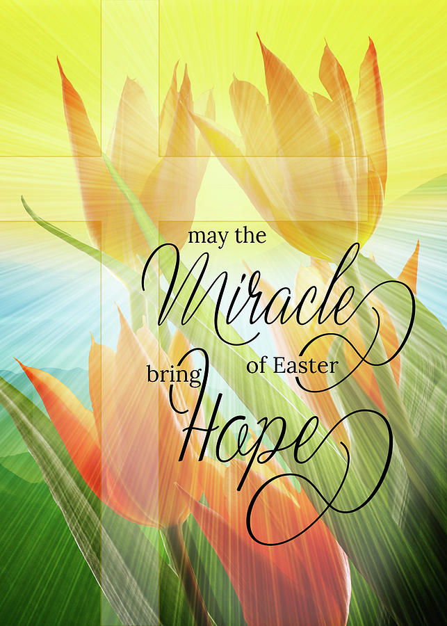 Religious Easter Tulips and Cross Bring Hope Digital Art by Doreen Erhardt