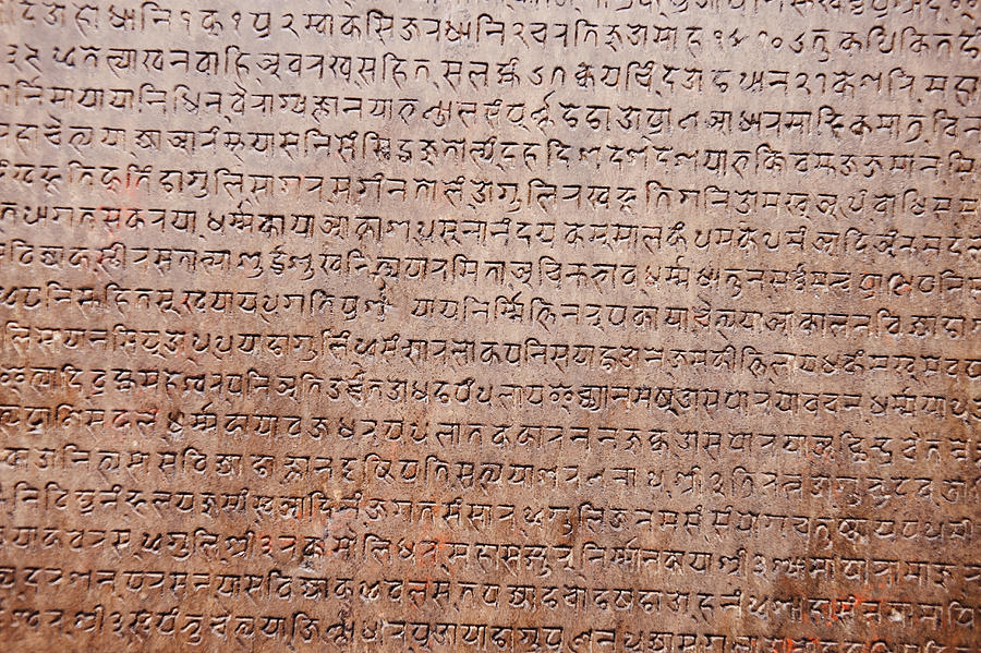 Religious text on a stone, Swayambhunath, Kathmandu, Nepal Photograph by Uniquely India