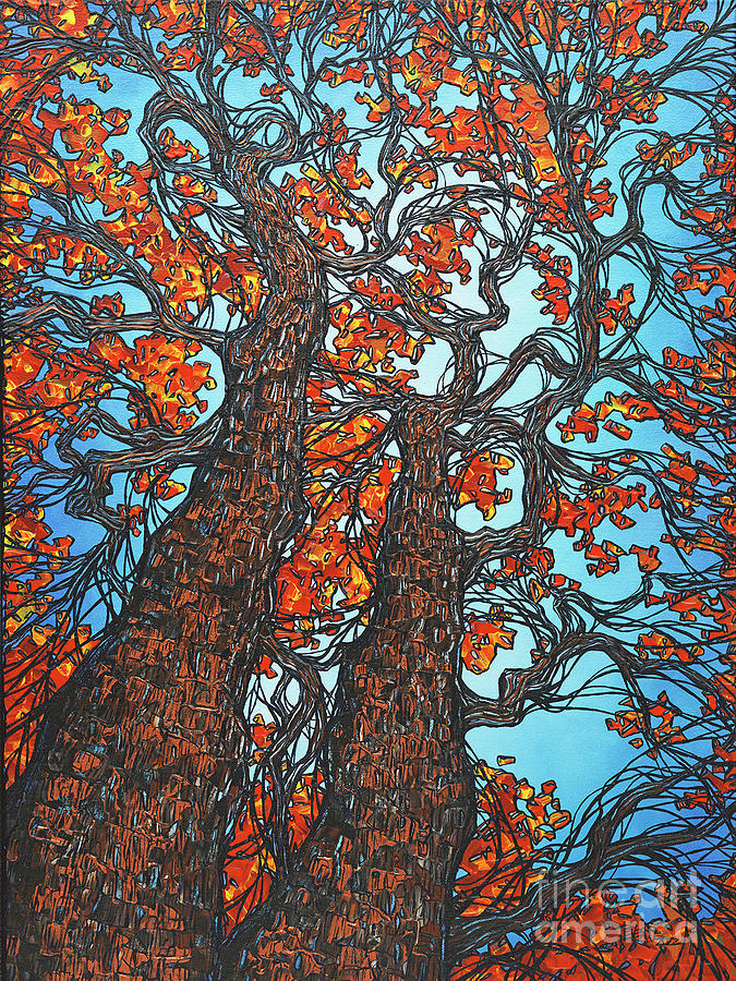 Reluctant Red Oaks Painting by Tracy Levesque