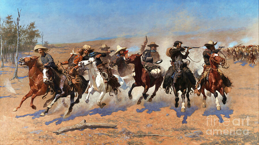 Remastered Art A Dash for the Timber by by Frederic Remington 20220107 Painting by - Frederic Remington