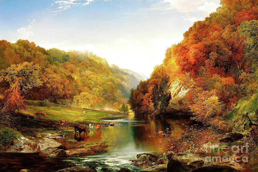 Remastered Art Autumn Afternoon The Wissahickon by Thomas Moran 20220421 Painting by Thomas-Moran