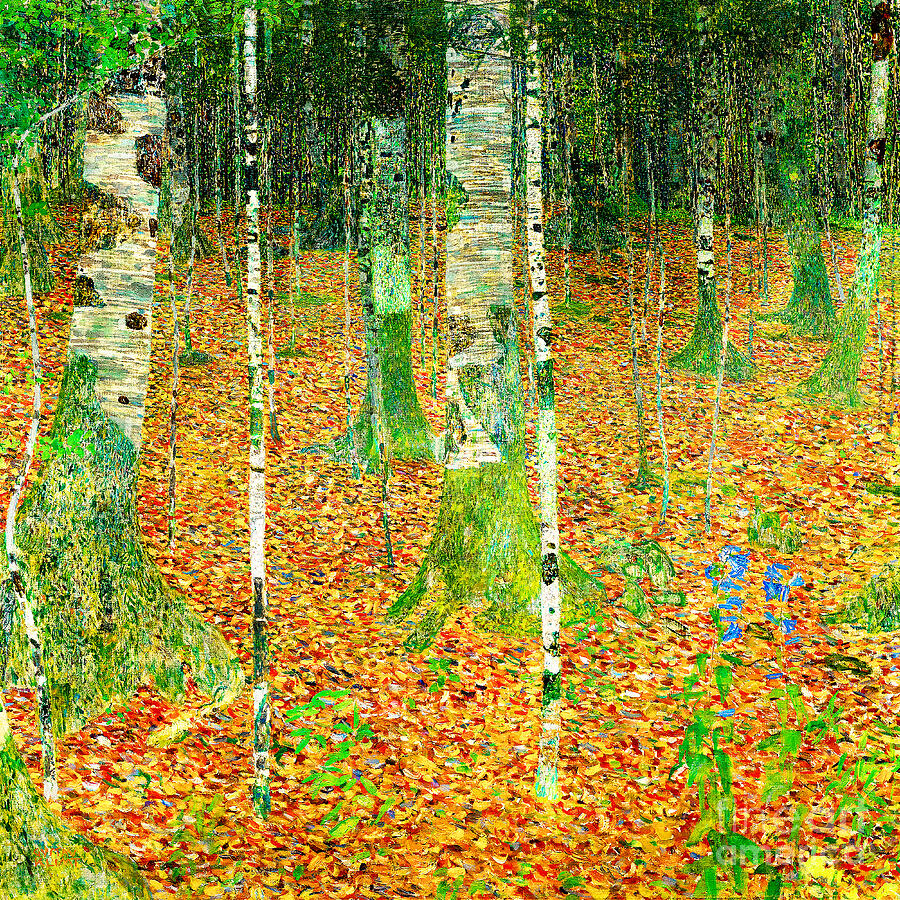 Remastered Art Birch Forest by Gustav Klimt 20240323 Painting by Gustav-Klimt