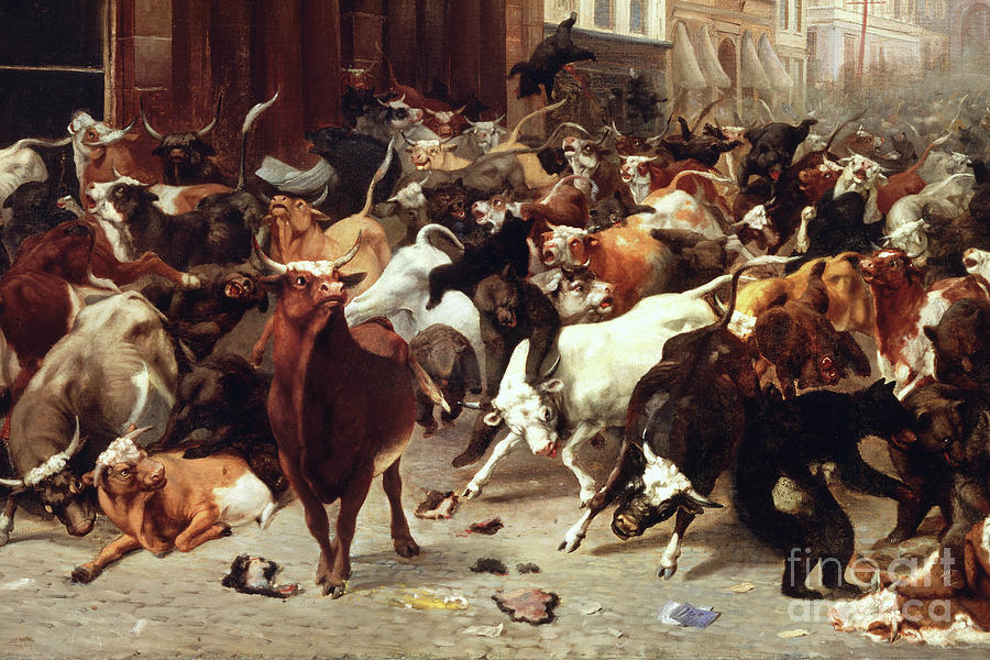 Remastered Art Bulls and Bears in the Market by William Holbrook Beard 20220113 Detail 2a Painting by William Holbrook Beard