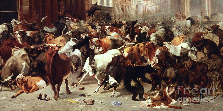 Remastered Art Bulls and Bears in the Market by William Holbrook Beard 20220113 Long Painting by William Holbrook Beard