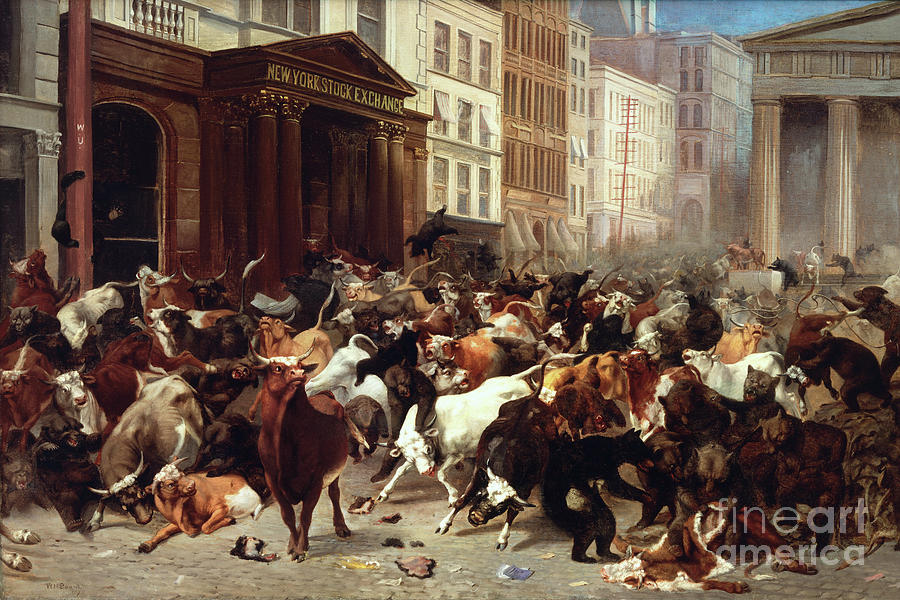 Remastered Art Bulls and Bears in the Market by William Holbrook Beard 20220113a Painting by William Holbrook Beard