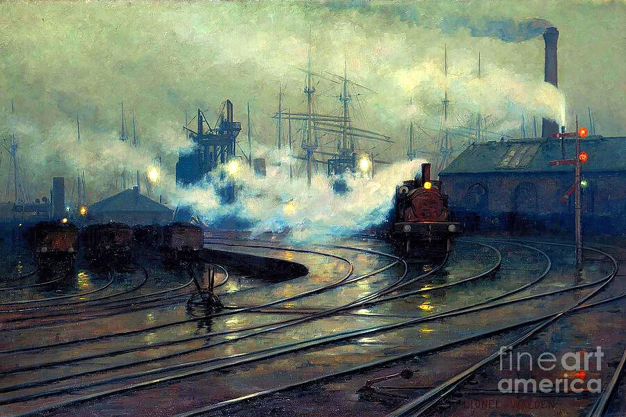 Remastered Art Cardiff Docks by Lionel Walden 20240228 Painting by Lionel Walden