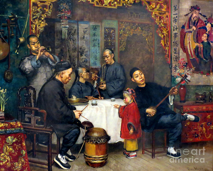 Remastered Art Chinese Musicians by Theodore Wores 20220502a Painting by Theodore Wores