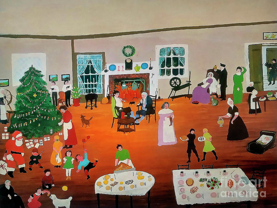 Remastered Art Christmas At Home by Anna Mary Robertson Moses aka Grandma Moses 20231030 Painting by Anna Mary Robertson Moses aka Grandma Moses