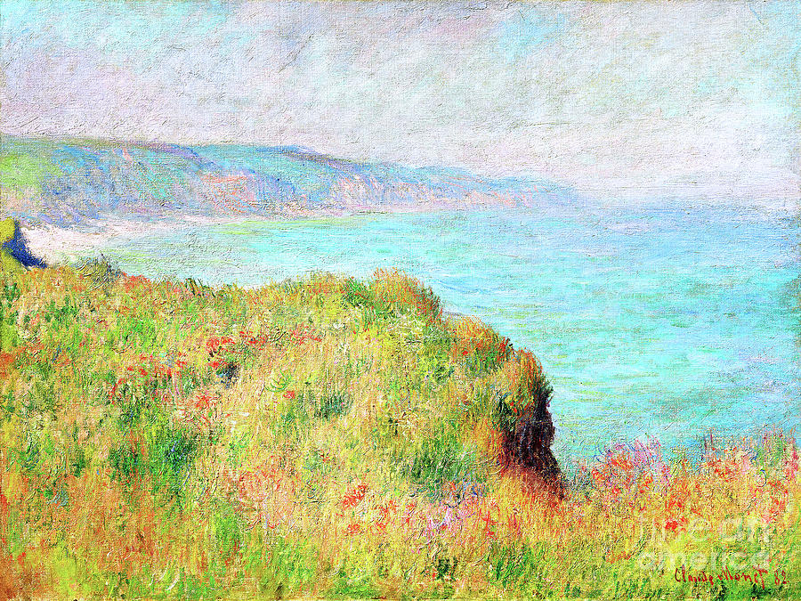 Remastered Art Cliff Near Pourville by Claude Monet 20240113 Painting by - Claude Monet