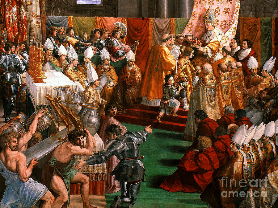 Remastered Art Coronation Of Charlemagne by Raphael 20220512 Painting by - Raphael