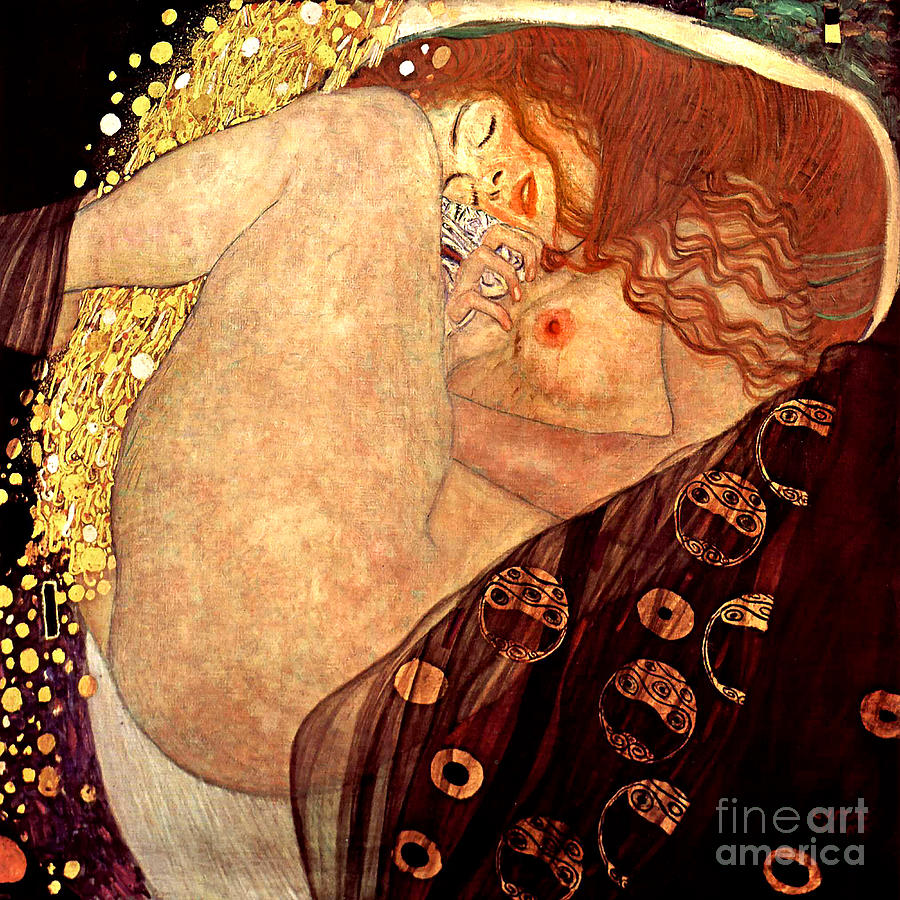 Remastered Art Danae by Gustav Klimt 20220402 square Painting by Gustav-Klimt