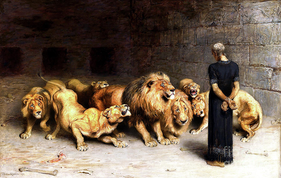 Remastered Art Daniel In The Lions Den by Briton Riviere 20240209 Painting by - Briton Riviere