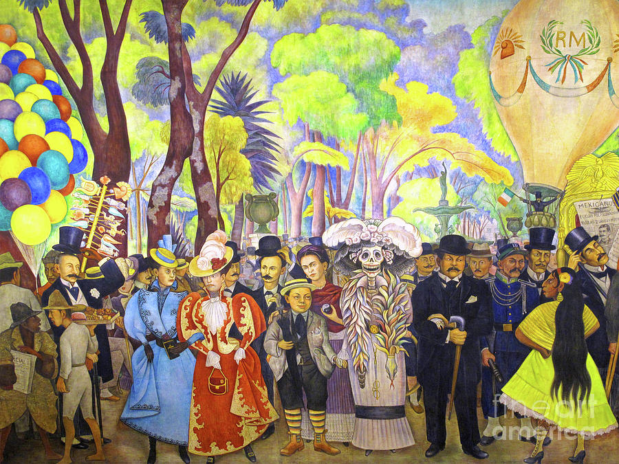Remastered Art Dream of a Sunday Afternoon in Alameda Park partial by Diego Rivera 20220106 Painting by - Diego Rivera