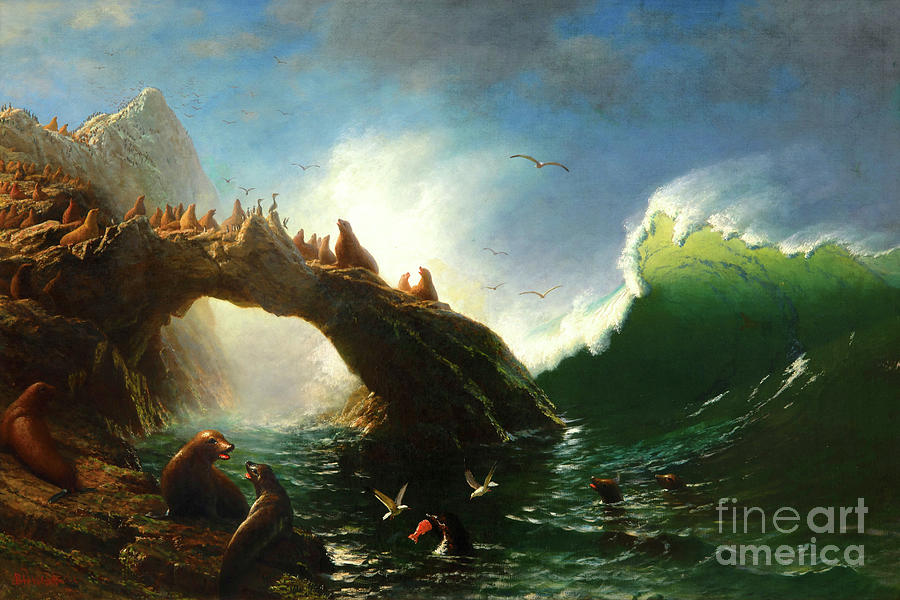 Remastered Art Farallon Island by Albert Bierstadt 20220407 Painting by Albert-Bierstadt