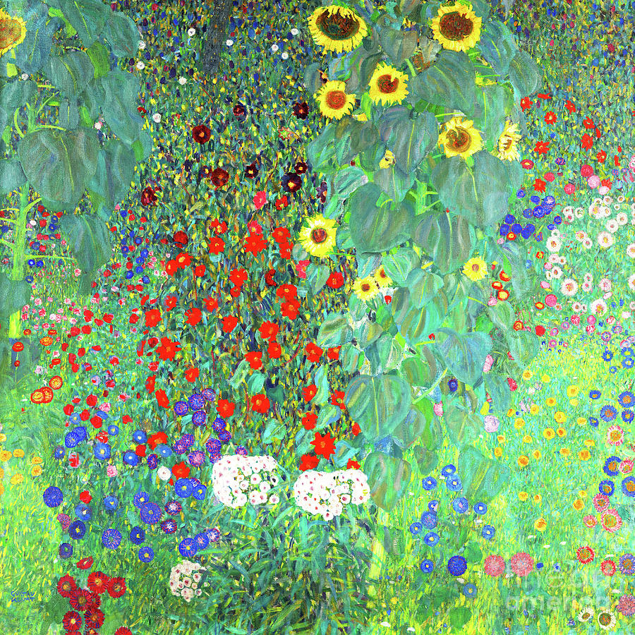 Remastered Art Farm Garden With Sunflowers by Gustav Klimt 20220116 Painting by Gustav-Klimt