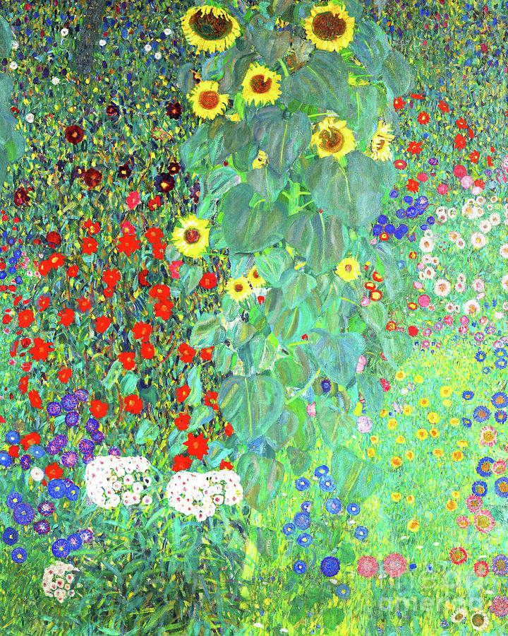 Remastered Art Farm Garden With Sunflowers by Gustav Klimt 20220116 v2 Painting by Gustav-Klimt
