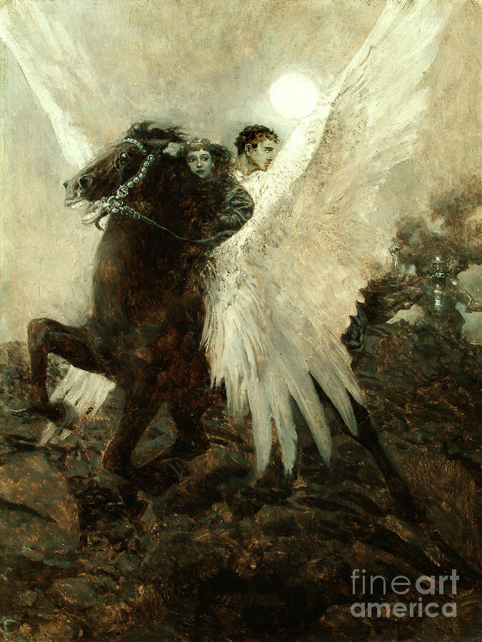 Remastered Art Fast Flew The Black Winged Horse by Howard Pyle 20240208 Painting by Howard Pyle