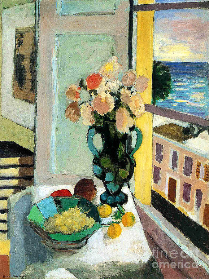 Remastered Art Flowers In Front Of A Window by Henri Matisse 20231105 Painting by - Henri Matisse