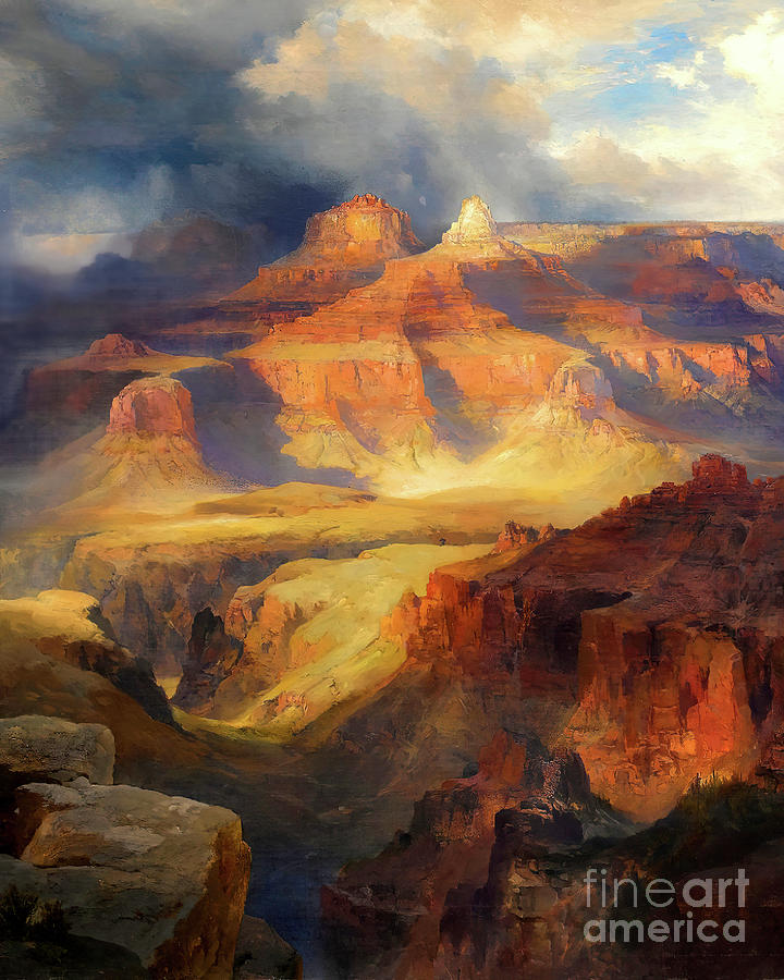 Remastered Art Grand Canyon Arizona by Thomas Moran 20220421 v2 Painting by Thomas-Moran