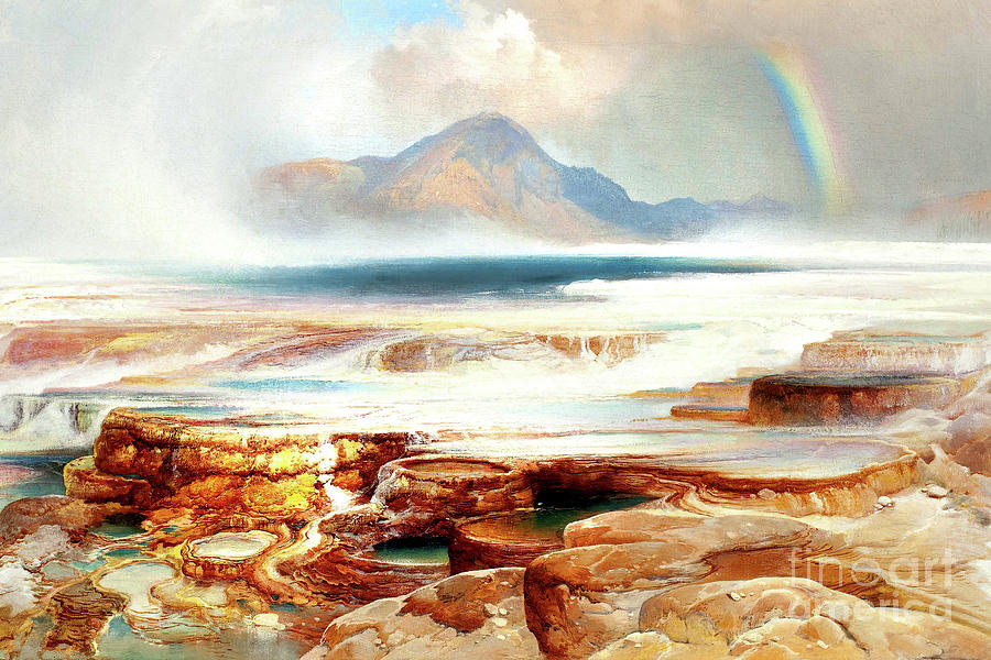 Remastered Art Hot Springs Of The Yellowstone by Thomas Moran 20220421 v2 Painting by Thomas-Moran