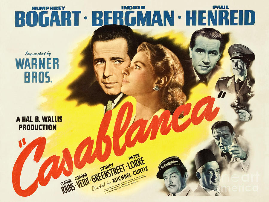 Remastered Art Humphery Bogart Ingrid Bergman In Casablanca 20230521 v2 Mixed Media by Movie Studio Artist