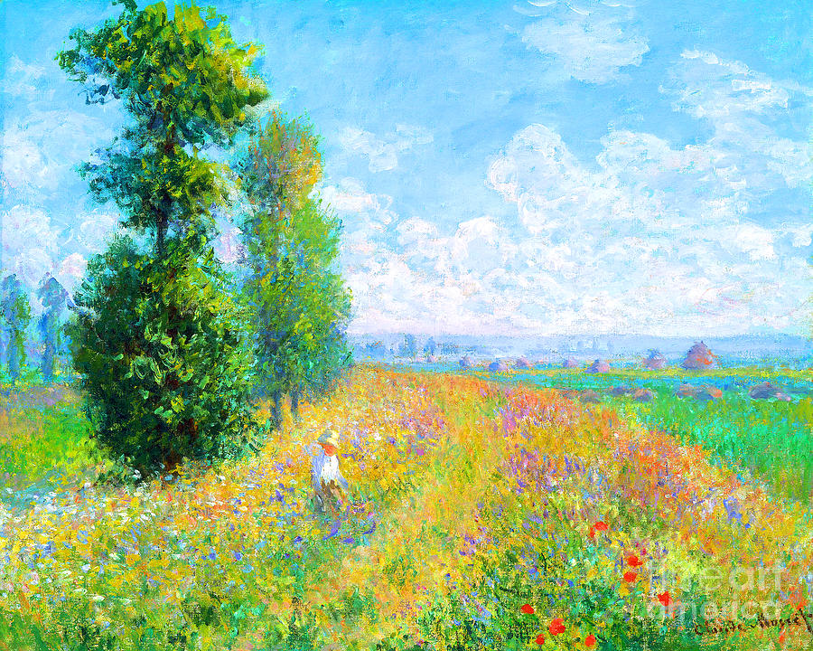 Remastered Art Meadow Of Poplars by Claude Monet 20231217 Painting by - Claude Monet