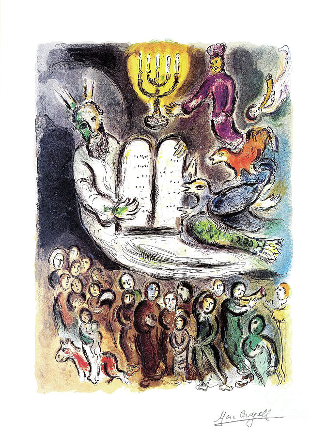 Remastered Art Moses Shows The Tables Of The Law From The Book Of Exodus by Marc Chagall 20230520 Painting by Marc Chagall