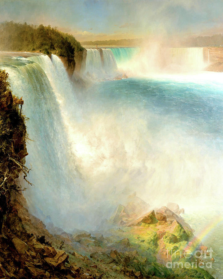 Remastered Art Niagara Falls From The American Side by Frederic Edwin Church 20220418 Painting by - Frederic Edwin Church