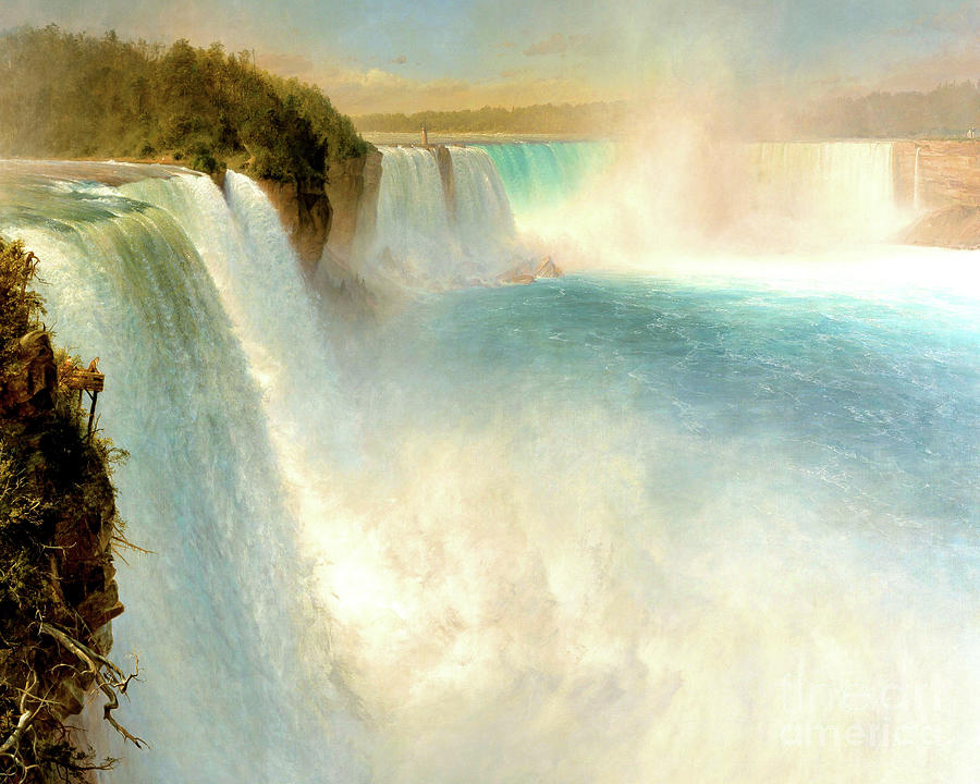 Remastered Art Niagara Falls From The American Side by Frederic Edwin Church 20220418 v2 Painting by - Frederic Edwin Church