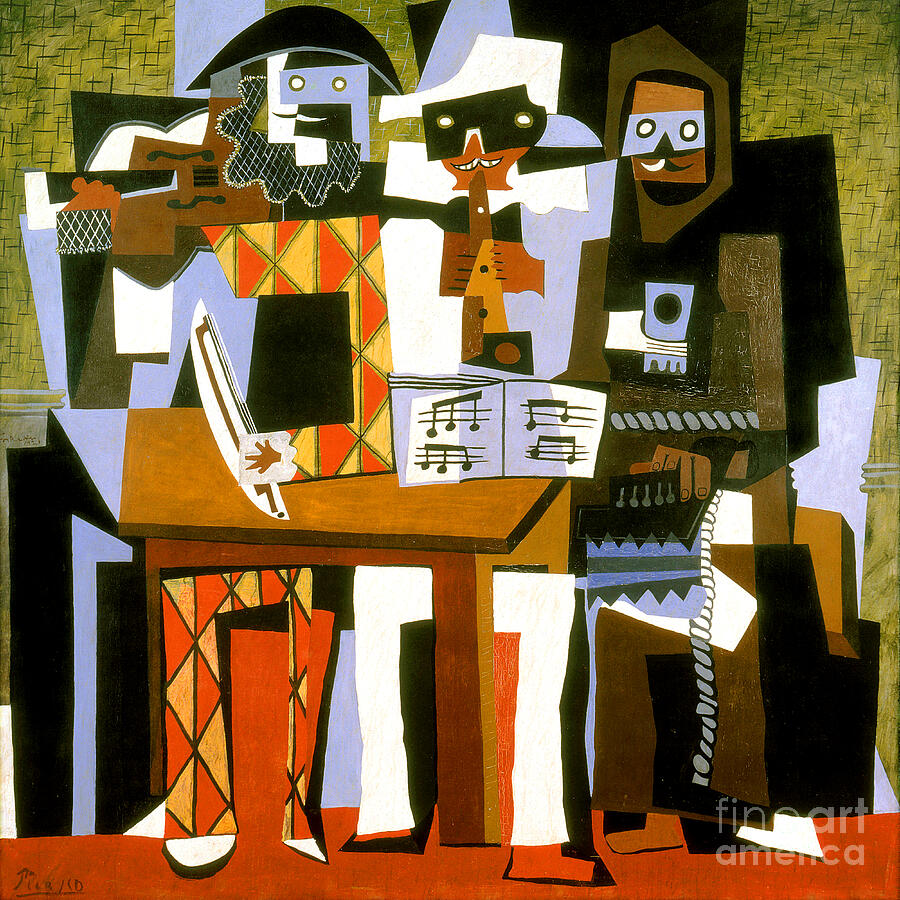 Remastered Art Nous Autres Musiciens Three Musicians by Pablo Picasso 20220129a Painting by Pablo Picasso