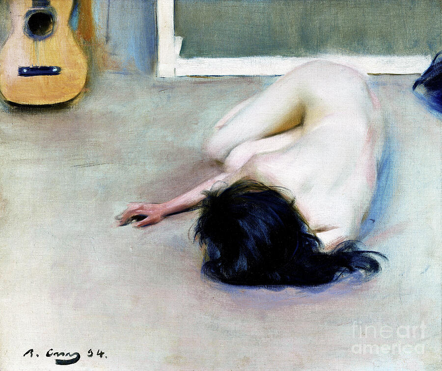 Remastered Art Nude With A Guitar by Ramon Casas 20240210 Painting by Ramon Casas