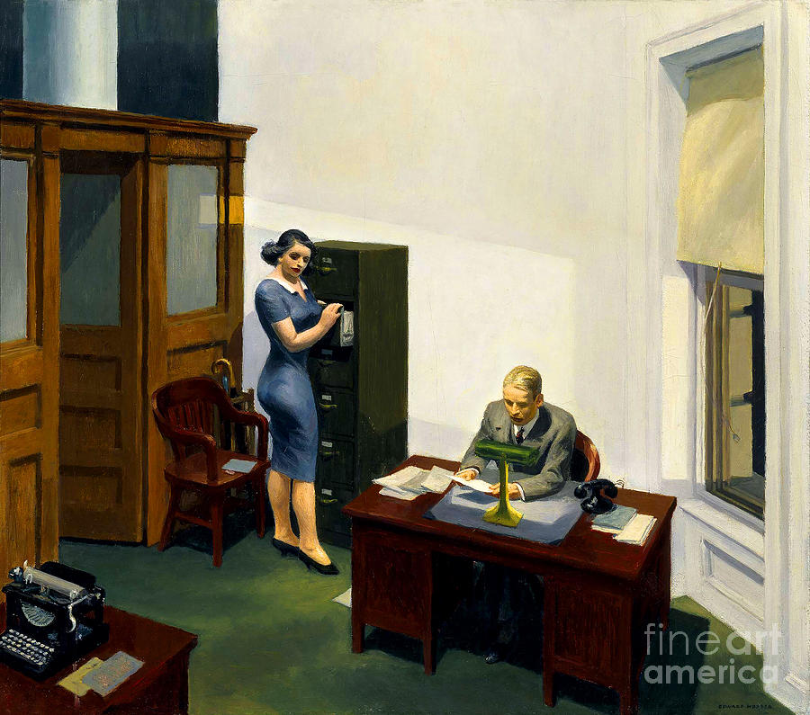 Remastered Art Office At Night by Edward Hopper 20240107 Painting by Edward-Hopper