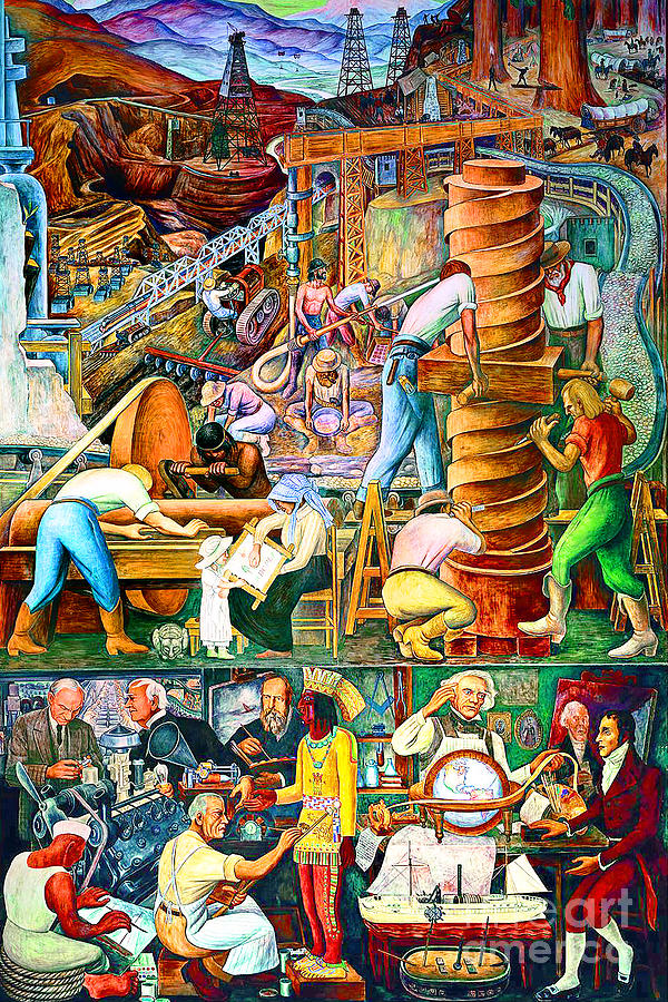 Remastered Art Pan American Unity Mural Panel 5 by Diego Rivera 20240114 Painting by - Diego Rivera