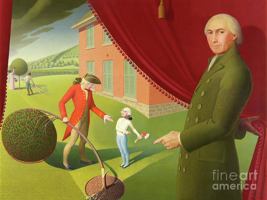 Remastered Art Parson Weems Fable by Grant Wood 20220107 Painting by Grant Wood