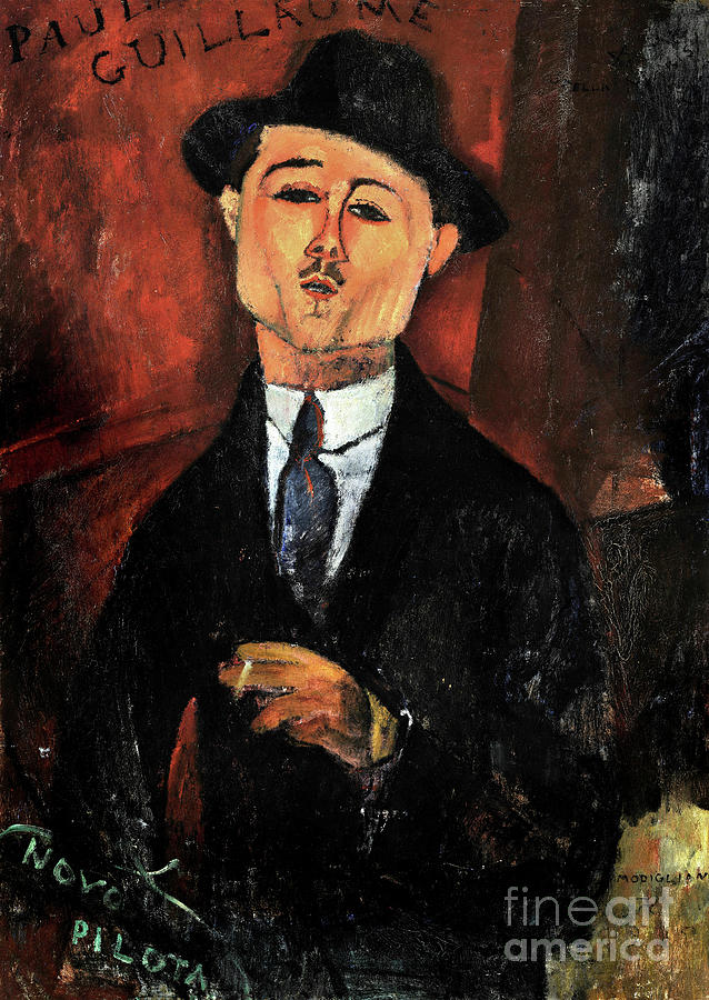Remastered Art Paul Guillaume, Novo Pilota by Amedeo Clemente Modigliani 20231021 Painting by Amedeo Clemente Modigliani