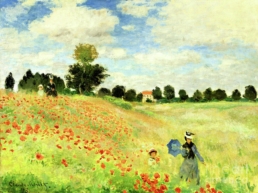 Remastered Art Poppy Field by Claude Monet 20231217 Painting by - Claude Monet